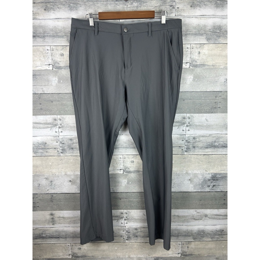 Adidas Golf Pants Men 36x34 Gray Flat Front Polyester Quick Dry